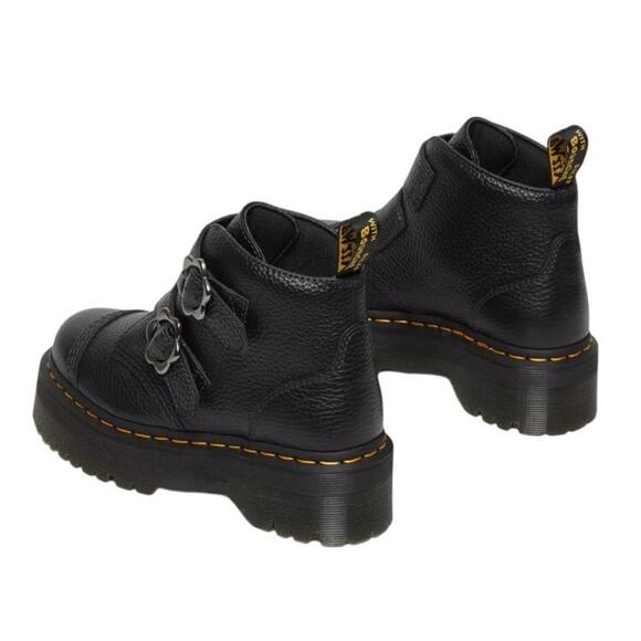Dr. Martens DEVON FLOWER BUCKLE LEATHER PLATFORM BOOTS NWOT - Picture 4 of 9